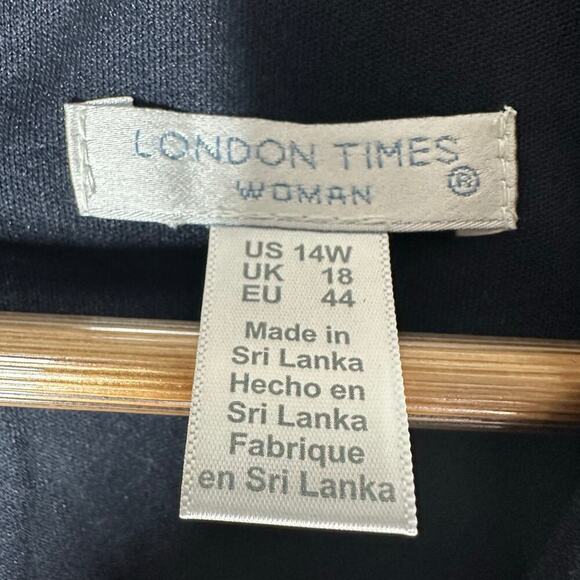 London Times Plus Size Pleated Flounce Surplice Dress Navy Size US 14W - Picture 3 of 10